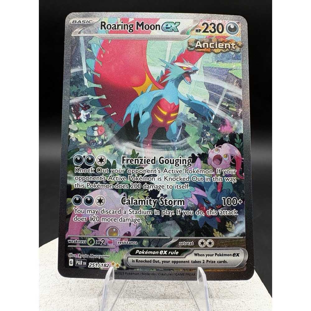 The Pokemon Company Roaring Moon ex 251/182 SV04 SIR Full Art Holo ENG 230HP